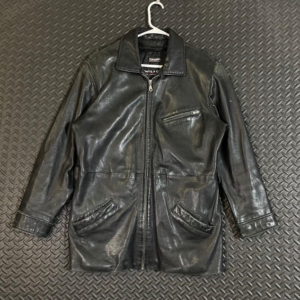 Wilsons Black Full Zip Leather Thinsulate Jacket Women's Size Large